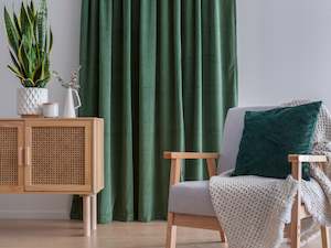 Remy Recycled Velvet Pencil Pleat Ready Made Curtains - Emerald