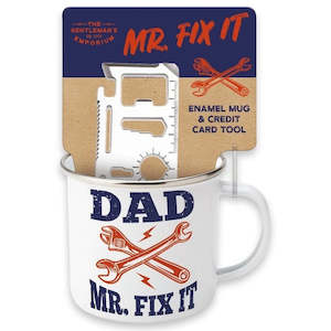 Gentleman's Emporium Dad Mr Fixit Enamel Mug & Credit Card Tool Gift Set