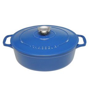 Pots Pans: Chasseur Oval 27cm/4L Sky Blue Cast Iron French Oven