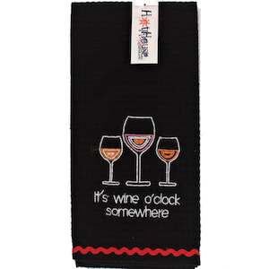 Hot House Its Wine O'clock Somewhere Tea Towel