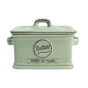 Tableware: T&G Ceramic Pride Of Place Green Butter Dish