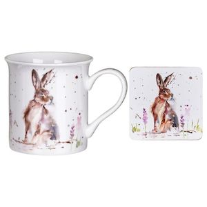 Tea Coffee: Country Life Hare Mug & Coaster Gift Boxed Set