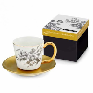 Lithography Floral Teacup & Saucer