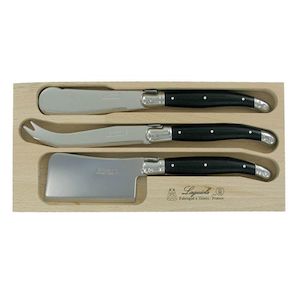 Andre Verdier Black Laguiole 3 Piece Cheese Set