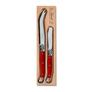 Cheese Knives: Andre Verdier Red Laguiole 2 Piece Cheese Set