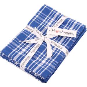 Hot House Royal Blue Dallas Check Tea Towels Set Of 3