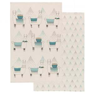 Danica Studio Llamarama Set Of Two Tea Towels