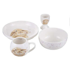 Ashdene Bunny Hearts Bone China 4 Piece Dinner Set