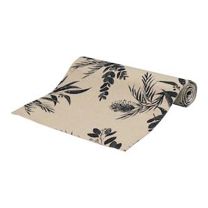 Table Cloths Runners: Madras Link 100% Cotton 35x140cm Coorong Charcoal Table Runner