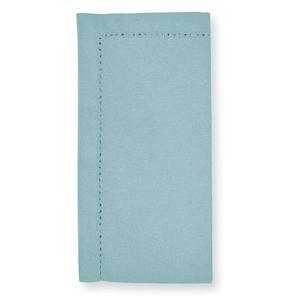 Madras Link 100% Cotton Jetty Aqua Hem Stitch Napkins - Set of 4