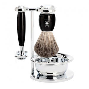 Mühle VIVO Shaving Set, Pure Badger, Black Resin with Safety Razor