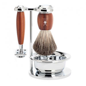 Mühle VIVO Shaving Set, Pure Badger, Plum Wood with Safety Razor