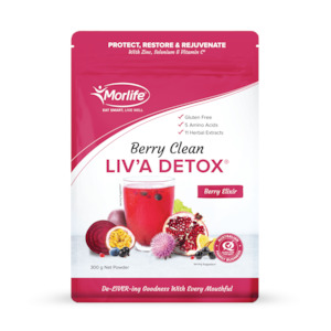 Morlife Berry Clean Liv'a Detox Powder 300g (Berry Elixir)