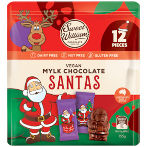 Sweet William, VEGAN Chocolate Santas (DF/GF/V), 155g