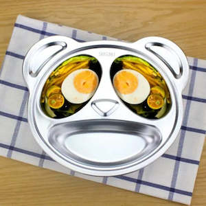 Stainless Steel, Kids Divided Plate, Panda