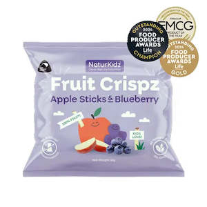 NaturKidz, NZ Fruit Crisps, Apple Sticks & Blueberry, (GF/DF), 10g