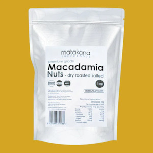 Premium Grade Macadamia Nuts, Dry Roasted Salted, Single Sourced, 1kg