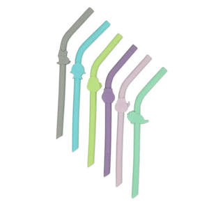 Internet only: (6pc) Melii Silicone Animal Straws with Cleaning Brush