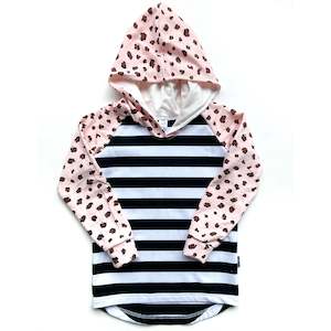 Striped and Leopard Print Hoodie