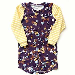 Infant clothing: T-Shirt Dress - Plum Floral - Long Sleeve