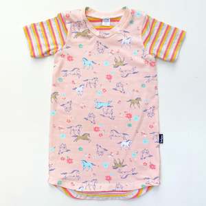 Infant clothing: T-Shirt Dress Peach Ponies