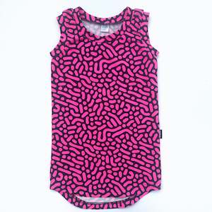 Infant clothing: Singlet Dress - Pink Squiggle Size 3