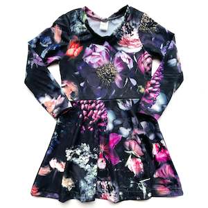 Twirl Dress Black Floral - Long/Short Sleeve - Size 3,4 and 5