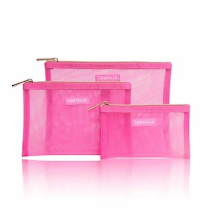 Mesh Pouch Set In Pink