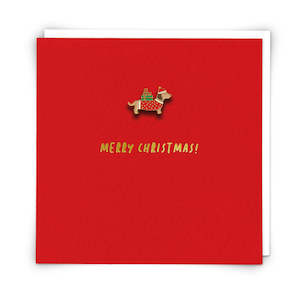 Xmas Sausage Dog Pin Card