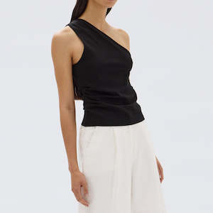 Assembly Label: Orchid Jersey One Shoulder Top