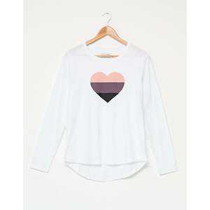 White Mulberry Heart L/slv Tee