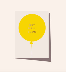 Get Well Soon Card Yellow Balloon