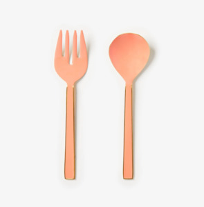 Salad Servers - Enamel Peach