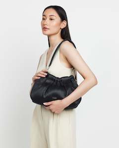 Saben: Ayla Shoulder Bag - Black Licorice Pleat