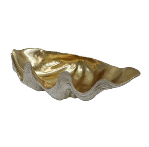 Decorative: Clam Shell - White/Gold