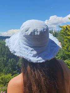 Wide Brimmed Bucket Hat - Sky