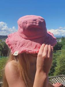 Wide Brimmed Bucket Hat - Rose