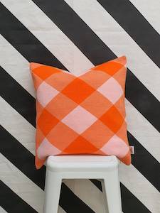 Cushion - Orange Pink Check