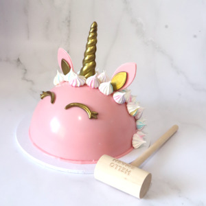 Pink Unicorn Smash Cake