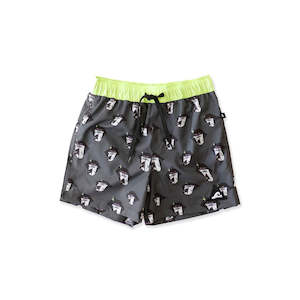 ALOHA TONGUE BOARD SHORT - Black Lime