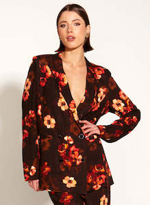 Bloom Relaxed Double Breasted Blazer - Rose Dust Floral