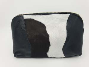 Toilet/Make up Bag - Black & White Brazilian Cowhide & Leather