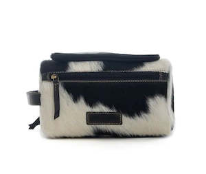 Cowhide Makeup Kit / Toilet Bag - B & W