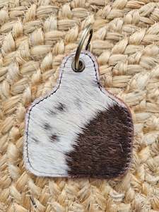 Cowhide Eartag Keyring / Bag Fob