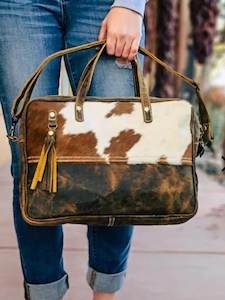 Savanna Aged Leather & Cowhide Laptop Bag