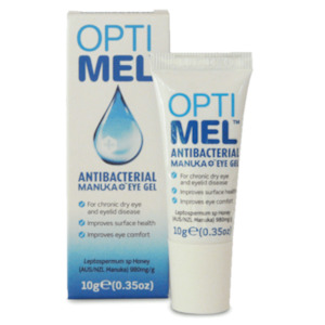 Eye Drops for dry eye and contact lenses: Optimel Antibacterial Manuka+ Eye Gel - : , Eyecare Birkenhead