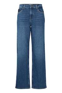 Pulz Vega Jeans Ultra Highwaist Wide Leg - Medium Blue Denim