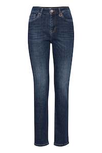 Pulz Liva Jeans Ultrahigh Waist Straight - Dark Denim 32inch Leg