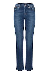 Pulz Emma Jeans Highwaist Straight Leg - Medium Denim Blue