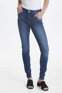 Pulz Emma Jeans Highwaist Skinny Leg - Medium Blue Denim